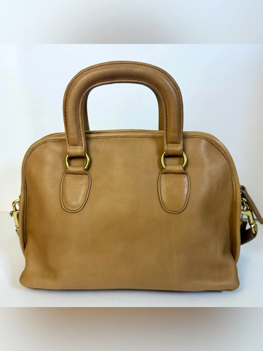 Vintage Coach Baxter Stone Light Tan Leather Satchel Doctor Bag Purse Crossbody